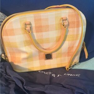 Dooney & Bourke..Women’s Checked Satchel Bag in Peach and Yellow